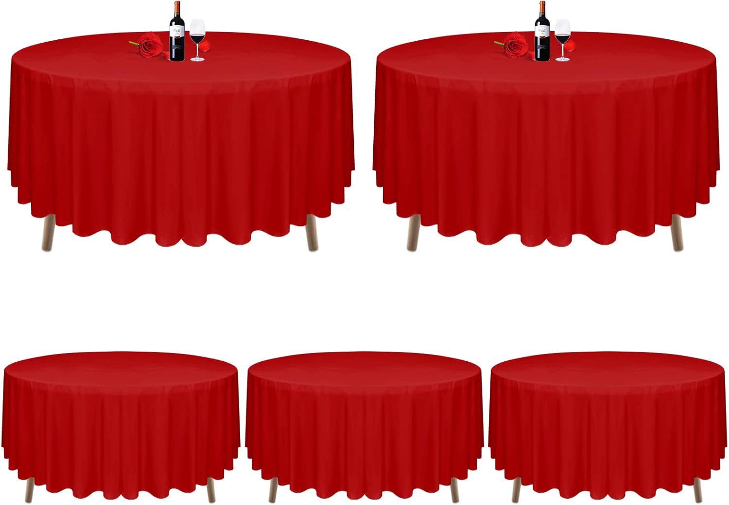 MTREO 5 Pack Round Tablecloth 90 Inch Polyester Round Table