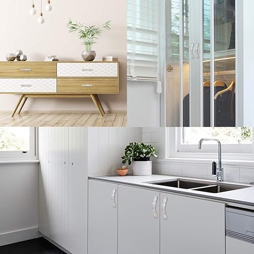 Miniatura 7 de SAVORI Tiradores para Cajones con Manija de Cristal Brillante, para Cajones, Alacena, Armario, Closet, Guardarropa, Puerta de Mueble, Manija Moderna