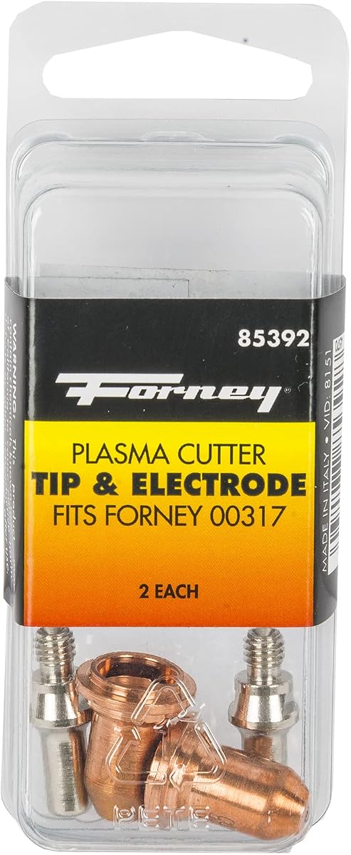 85392, 2-Plasma Electrode Nozzle Tips and 2-Plasma Cutting Tips Consumable Accessories for Plasma Cutting Torch use with Forney SKU# 251, 302, 303 and 317, 4-Pack