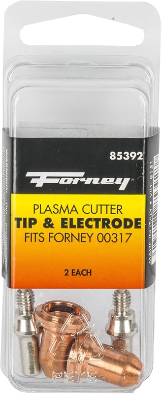 85392, 2-Plasma Electrode Nozzle Tips and 2-Plasma Cutting Tips Consumable Accessories for Plasma Cutting Torch use with Forney SKU# 251, 302, 303 and 317, 4-Pack
