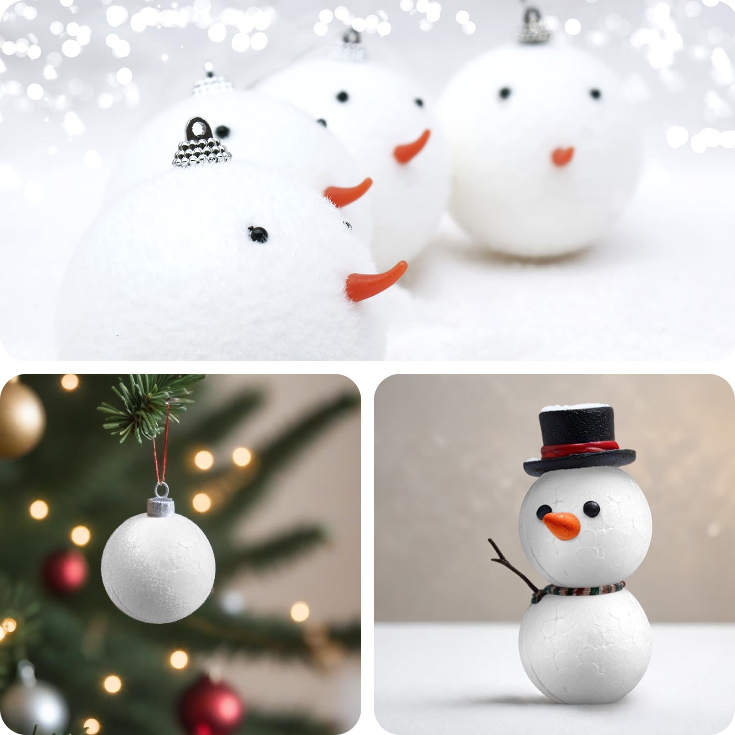 Netuno 48 Bolas de poliestireno 25mm Bolas Manualidades 2,5cm DIY decoración navideña Bolas Espuma Blanca Bolas para artesanía Bolas de poliestireno Bolas Navidad Espuma Poliestireno expandido