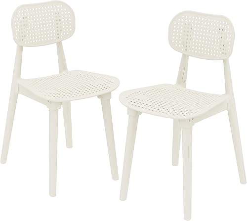 Recaceik Juego de 2 sillas de comedor, modernas sillas de cocina de plástico resistente de 2 piezas, sillas de comedor, sillas auxiliares para el