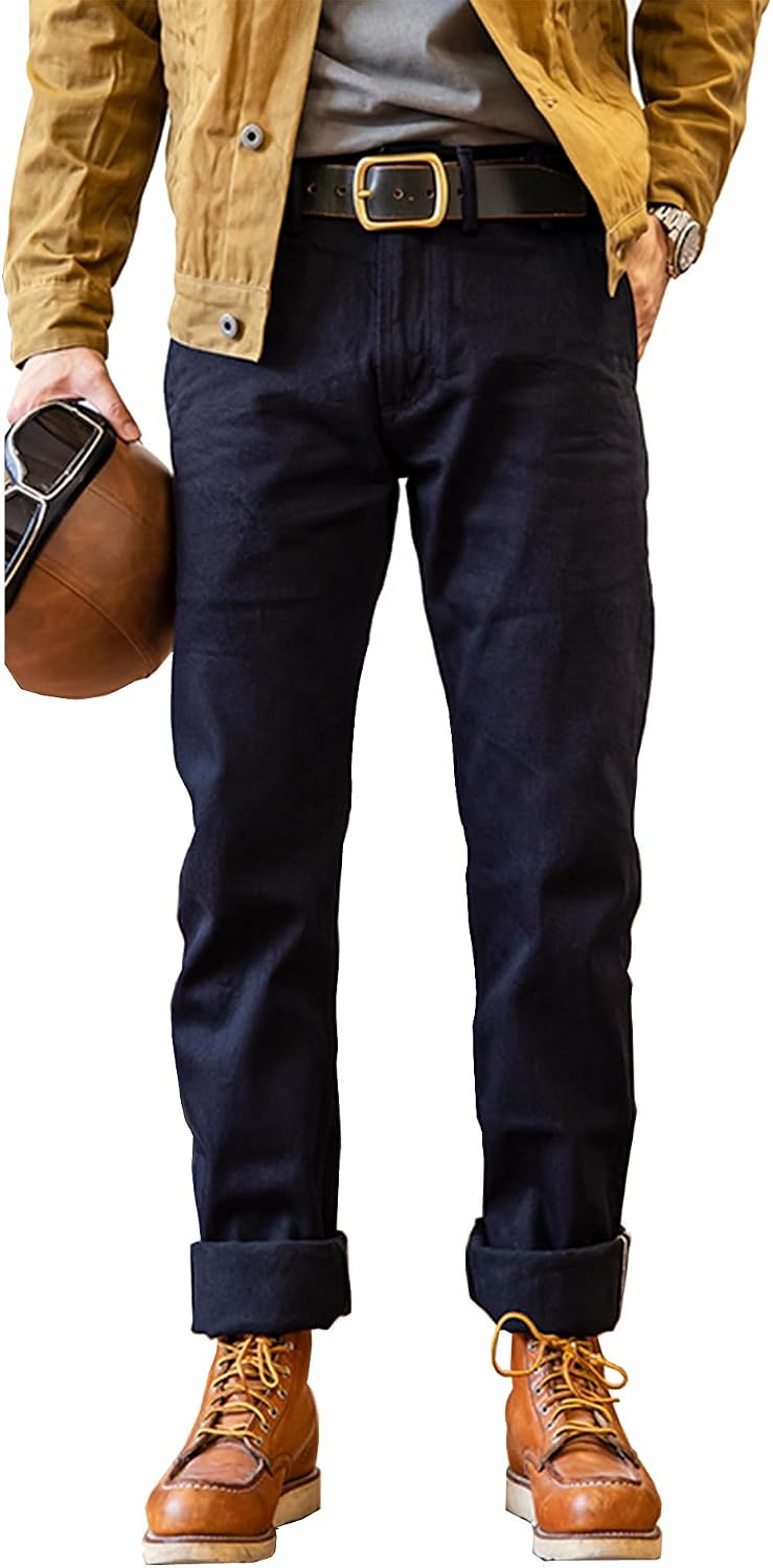 Red Tornado Vintage 14.5oz Men's Jeans Slim Tapered Leg Raw Selvedge Denim Pants Slim Fit Taper Jean Double Dyeing