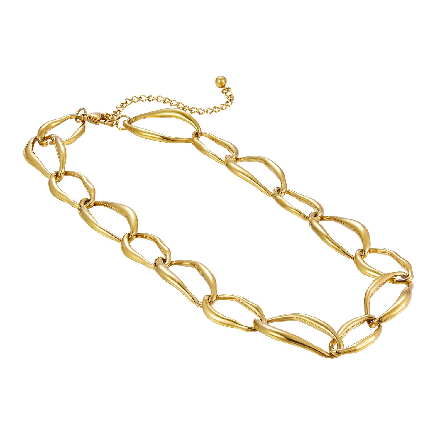 Schöner-SD Cadena de acero inoxidable para mujer, eslabones anchos, chapado en oro amarillo