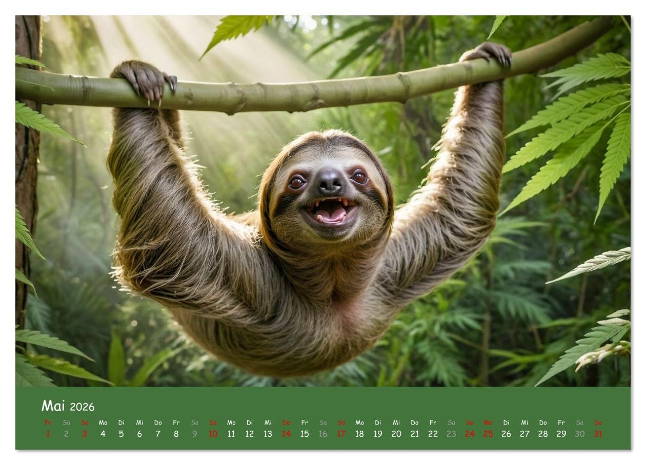 Tiere auf Gras - Der verrückte Cannabis-Kalender voller bekiffter Tiere (hochwertiger Premium Wandkalender 2026 DIN A2 quer), Kunstdruck in Hochglanz: ... Motiven fürs ganze Jahr. (CALVENDO Tiere)