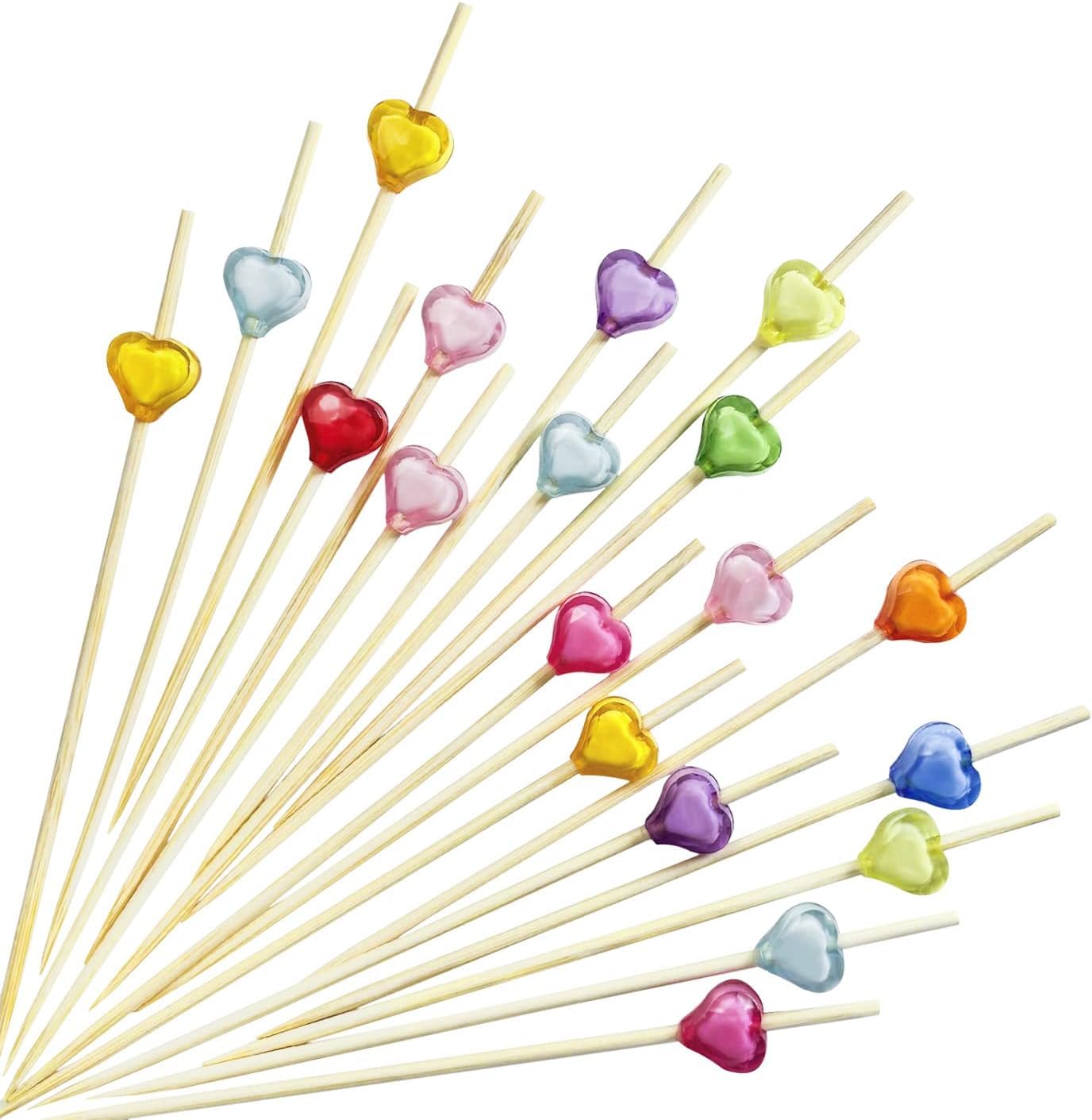 DNY Cocktail Picks - 50 Counts Fancy Toothpicks for Appetizers, Long Decorative Bamboo Skewers for Food Drinks, Holiday Wooden Sticks for Party (100)