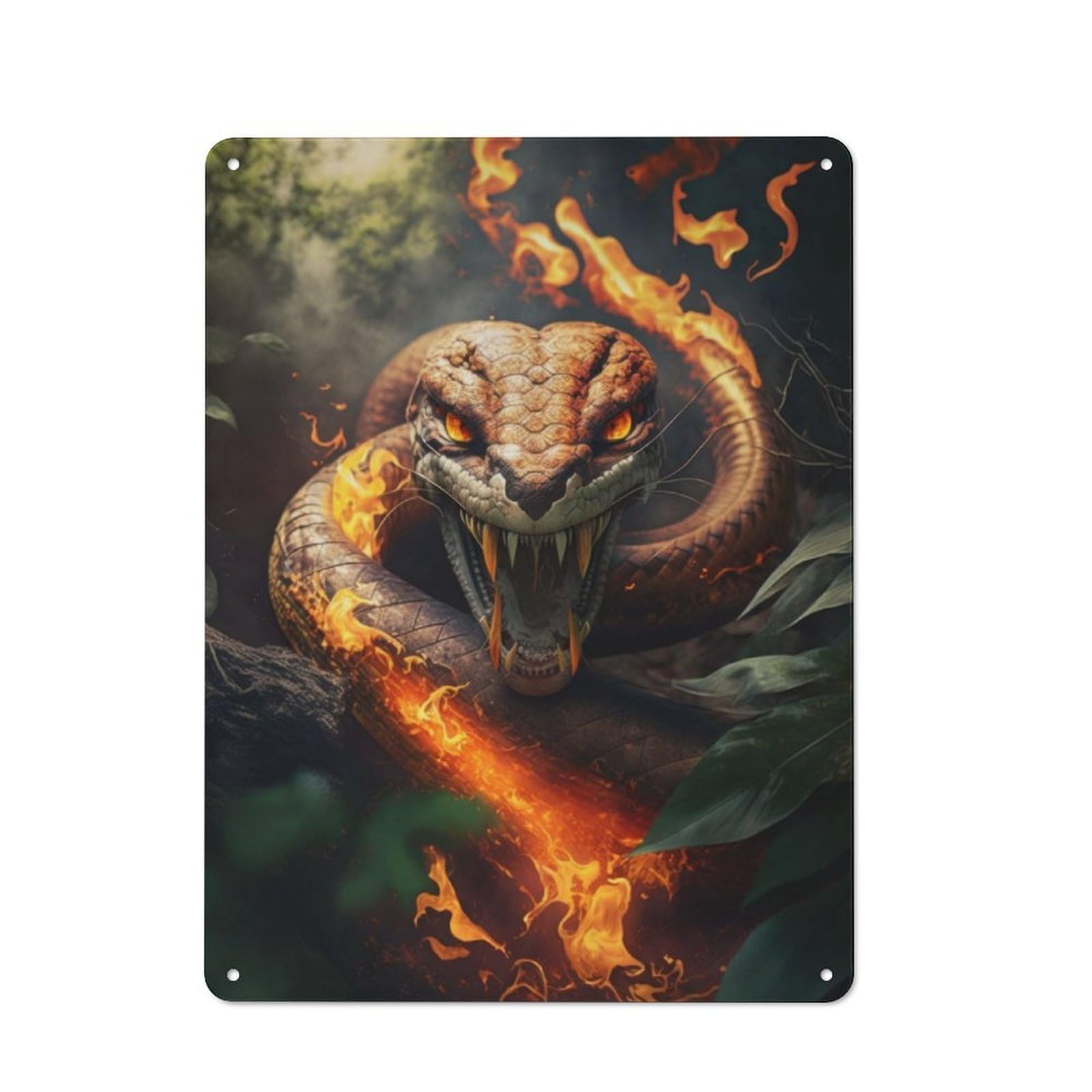 Junmoney Portrait Angry Snake Rustic Tin Sign 40X30cm For Man Cave Or Games Room, A Decorative Gift For A Newly Furnished Man Cave And Games Room