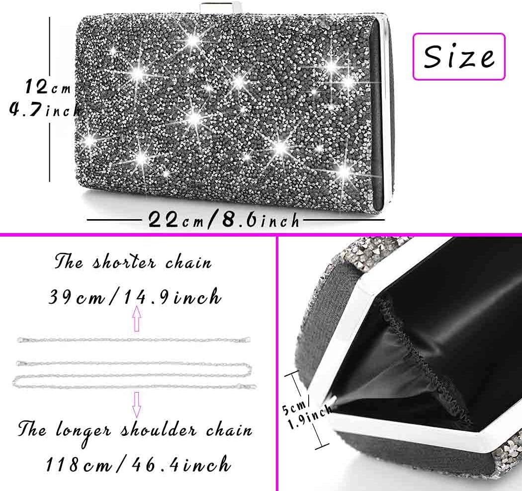 ELABEST Rhinestone Clutch Purse Bling Evening Bag for Women Formal Dress Wedding Double Sided Diamond Handbag - Image 5