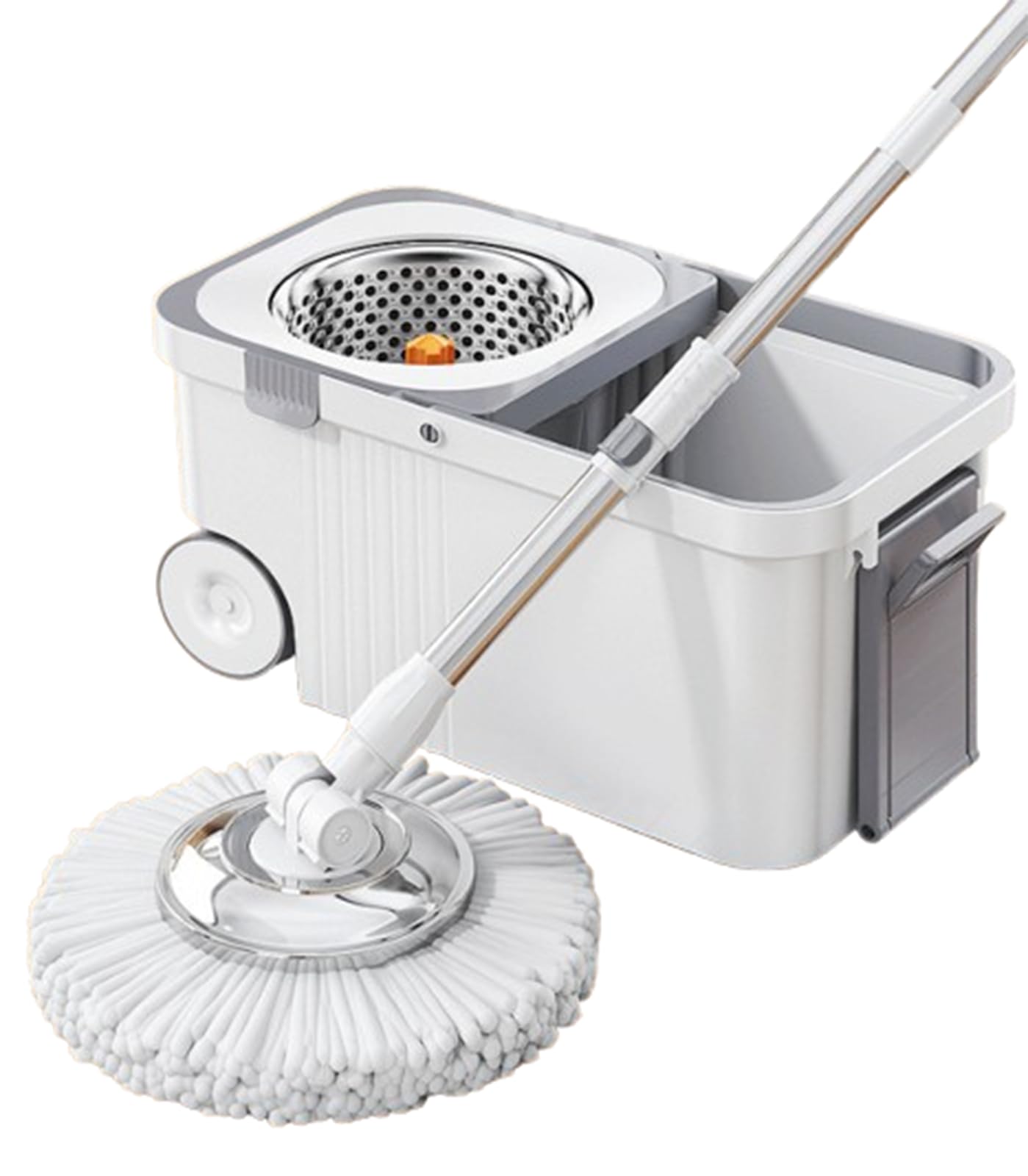 Spin Mop Eimer mit 2 Mikrofaser-Ersatzköpfen, 360-Grad-Reinigungssystem, Mopp- und Eimer-Auswringer-Set für Zuhause
