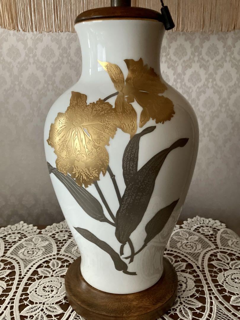 希少大倉陶園カトレア文金蝕ランプスタンド照明