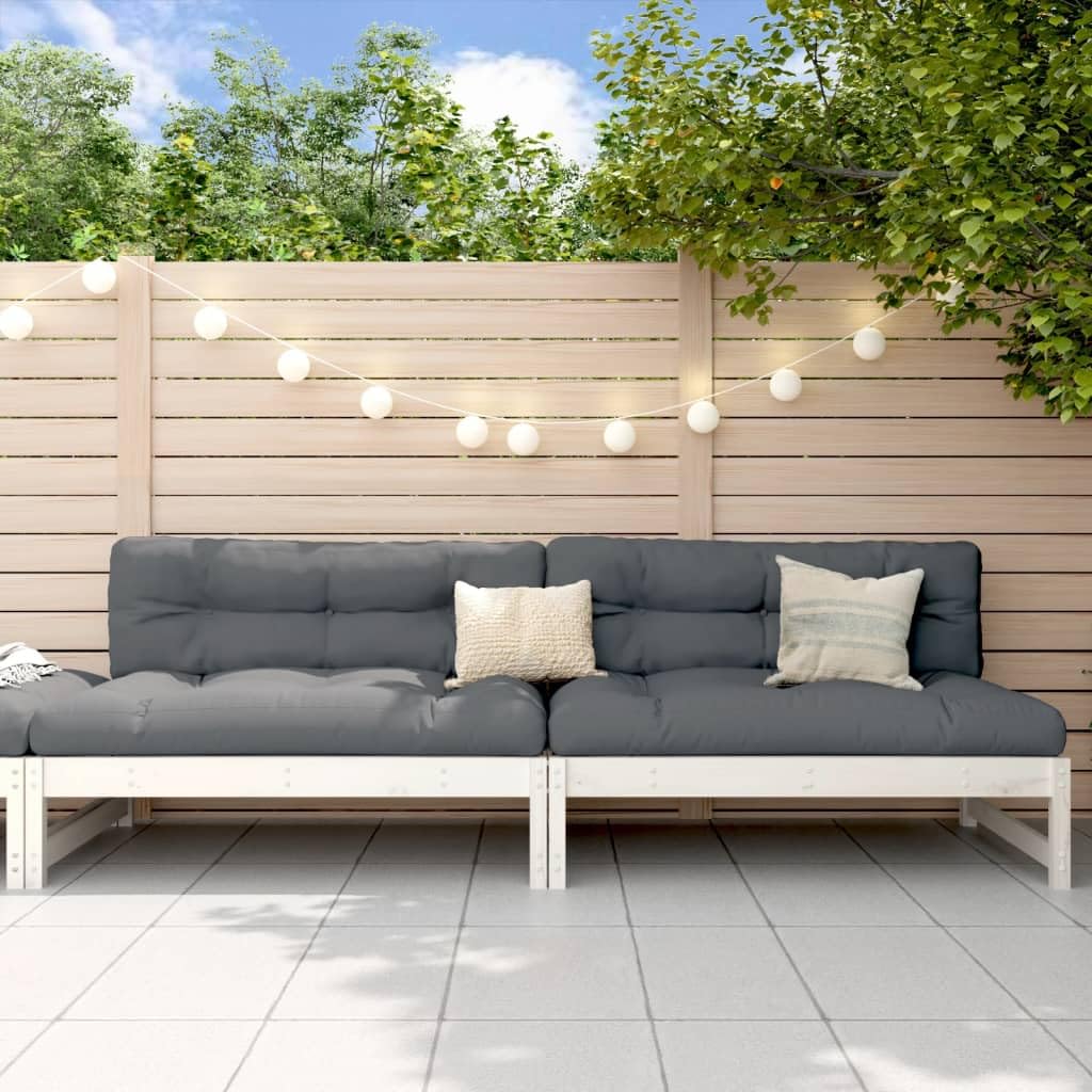 Refined Sofás centrales de jardín 2 uds Madera de Pino Blanco 120x80 cm