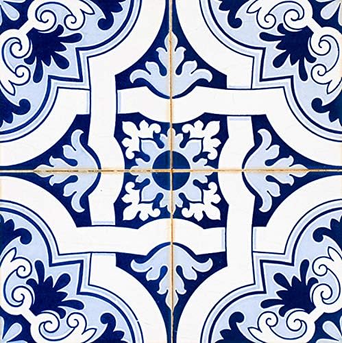 Mi Alma Backsplash Peel and Stick Tile Stickers 24 PC Set Authentic Tile Decals Bathroom & Kitchen Vinyl Wall Decals Easy to Apply Just Peel & Stick Home Decor (6x6 Inch, Ethnic Blue H22)