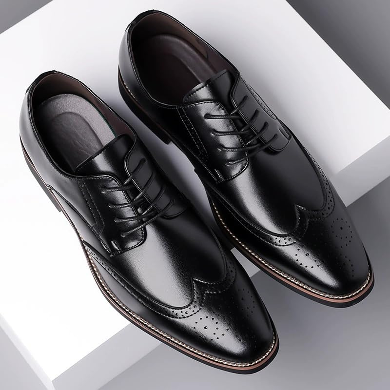 Mens Lace-Up Business Dress Shoes Stylish British Brogue Leather Formal Office Footwear Classic Design2