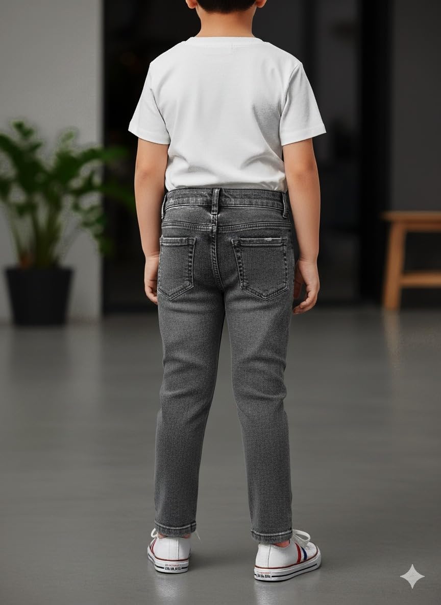 A.T.U.N. (ALL THINGS UBER NICE) Jeans in denim elasticizzati per ragazzi, in cotone, vestibilità dritta, morbidi e lavati, a vita media, comodi da indossare tutti i giorni, abbigliamento casual