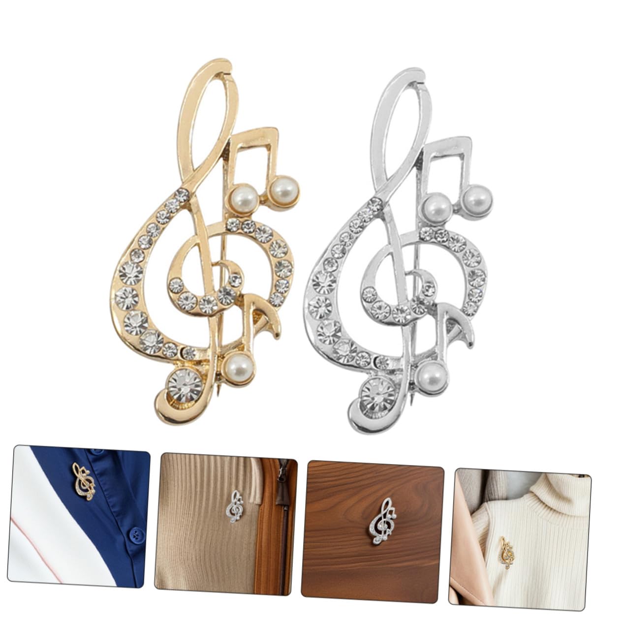 16 Musiknoten Brosche mit Strass Eleganter Anstecker für Anzug Schal und Pullover Langlebiges Legierungsmaterial Stilvolles Schmuckaccessoire für Hochzeit Party und Musiker