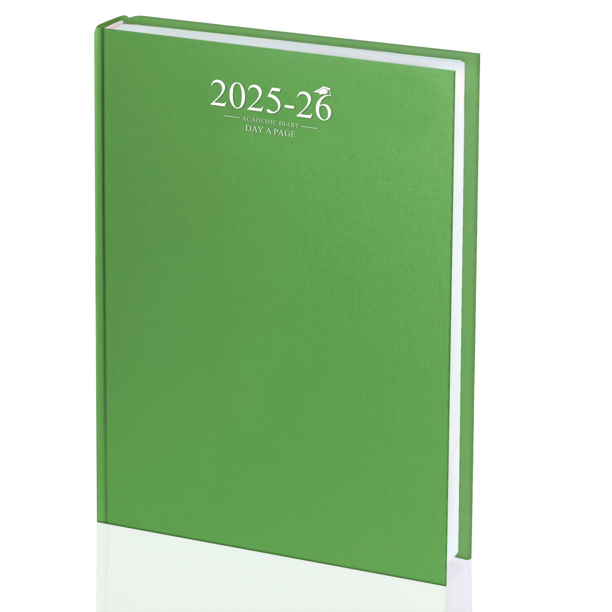 Academic Diary 2025-2026 A4 Day-A-Page School Planner for Students and Teachers Diary with Case Binding (Lime Green Cover)