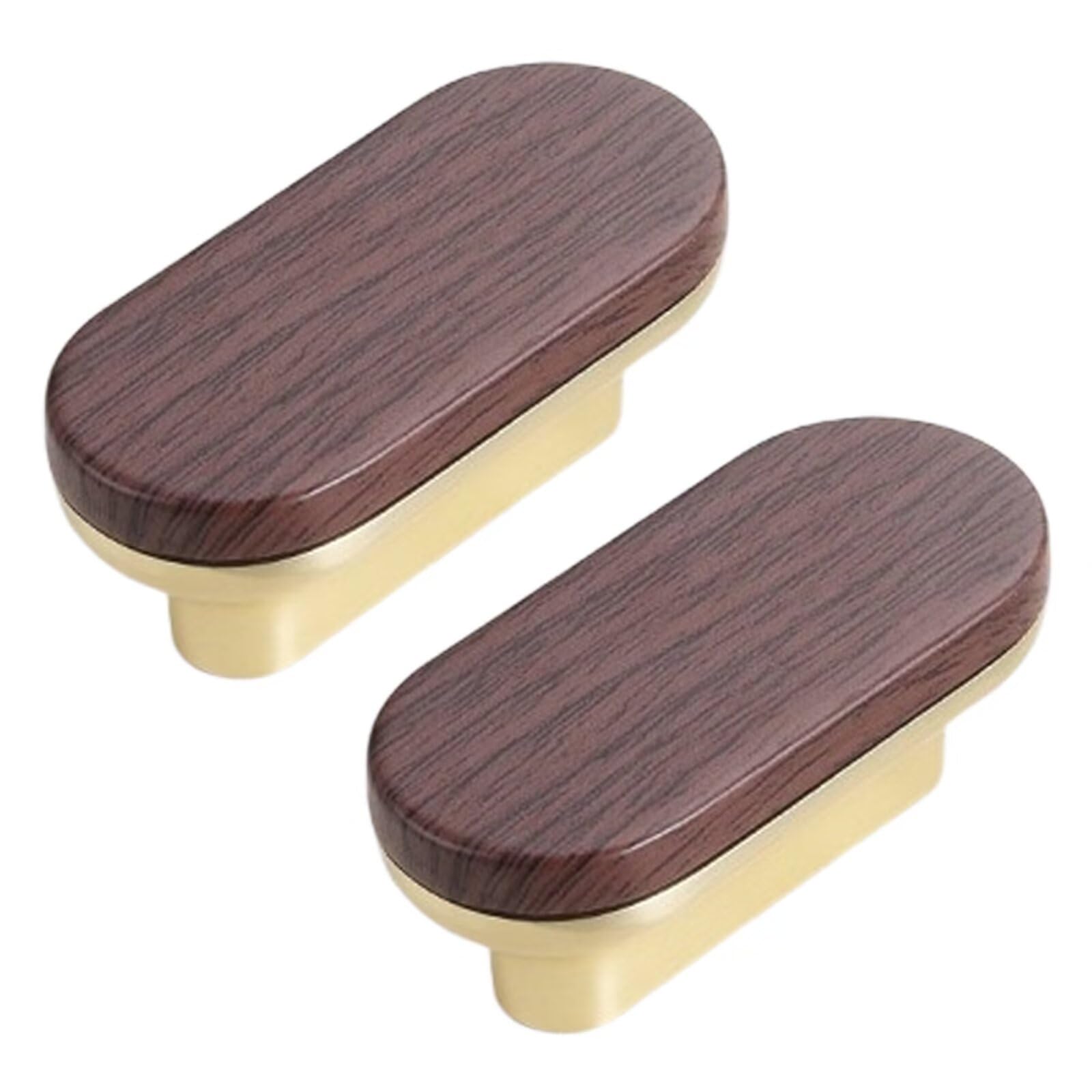 TYYCKJ 2PCS Walnut Wood Drawer Knobs Kitchen Cabinets Pulls Furniture Hardware Handles Dresser Wardrobe Handle Cupboard Door Knob and Pull Home Improvement Decoration, Hole Distance 32mm