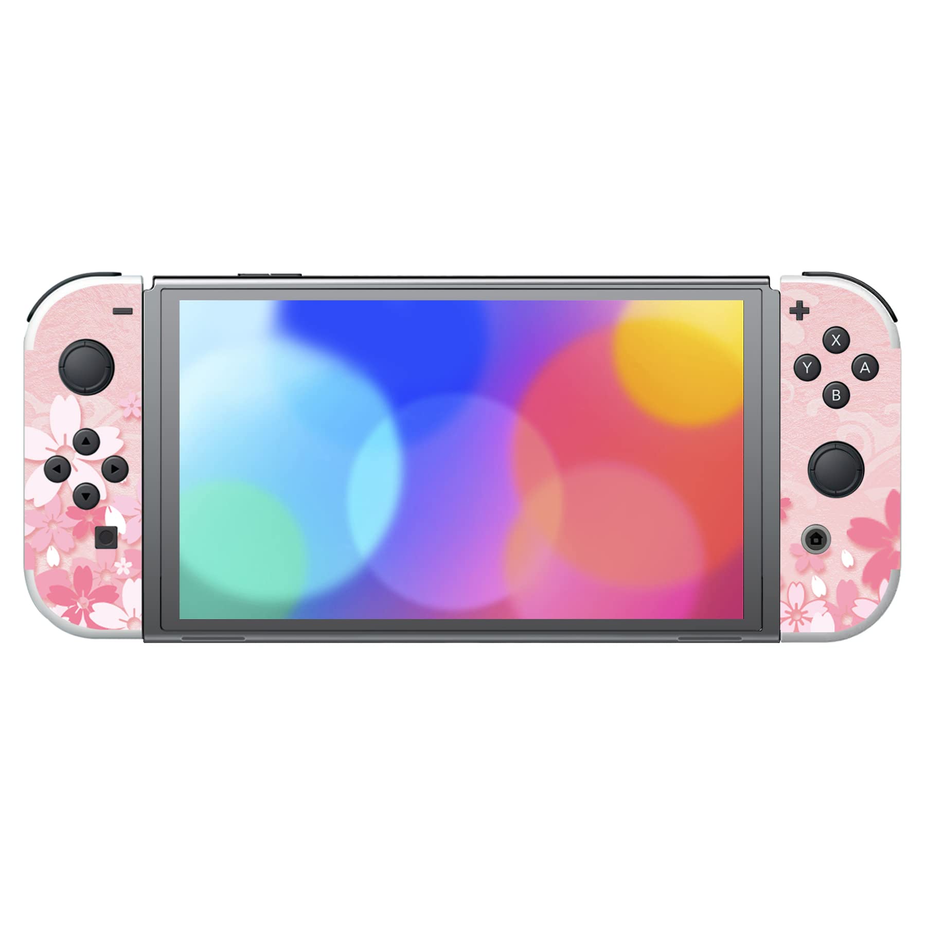 PlayVital Skin Sticker für Nintendo Switch OLED Modell,Aufkleber Sticker Decal Folie Abziehbild Faceplates Klebefolie für Switch OLED Konsole&Joy Con&Dock&Grip(Blütenblätter) - 5