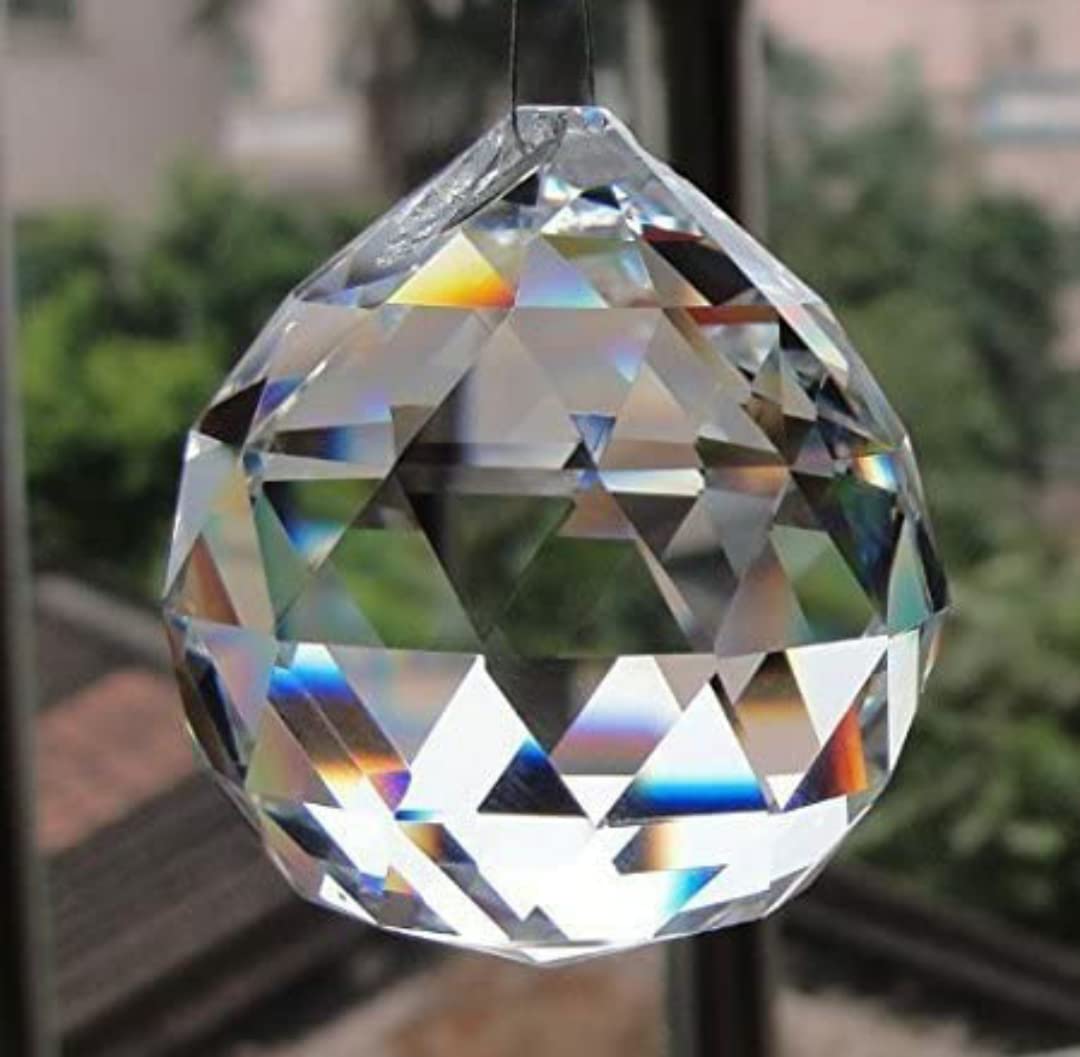 VRB Dec™ (Pack of 6) Crystal Hanging Ball Sun CatcherBall,Glass Ornament Ball,Feng-Shui,Rainbow Ball,Sunlight Catcher Glass Ball for Good-Luck,Positivity,Home Decor Crystal Ball (30MM, Pack of 6)