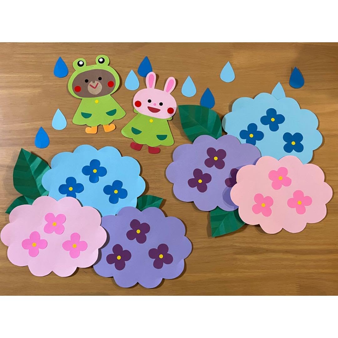 Amazon.co.jp: あじさい 梅雨 レインコート 壁面 保育 : おもちゃ