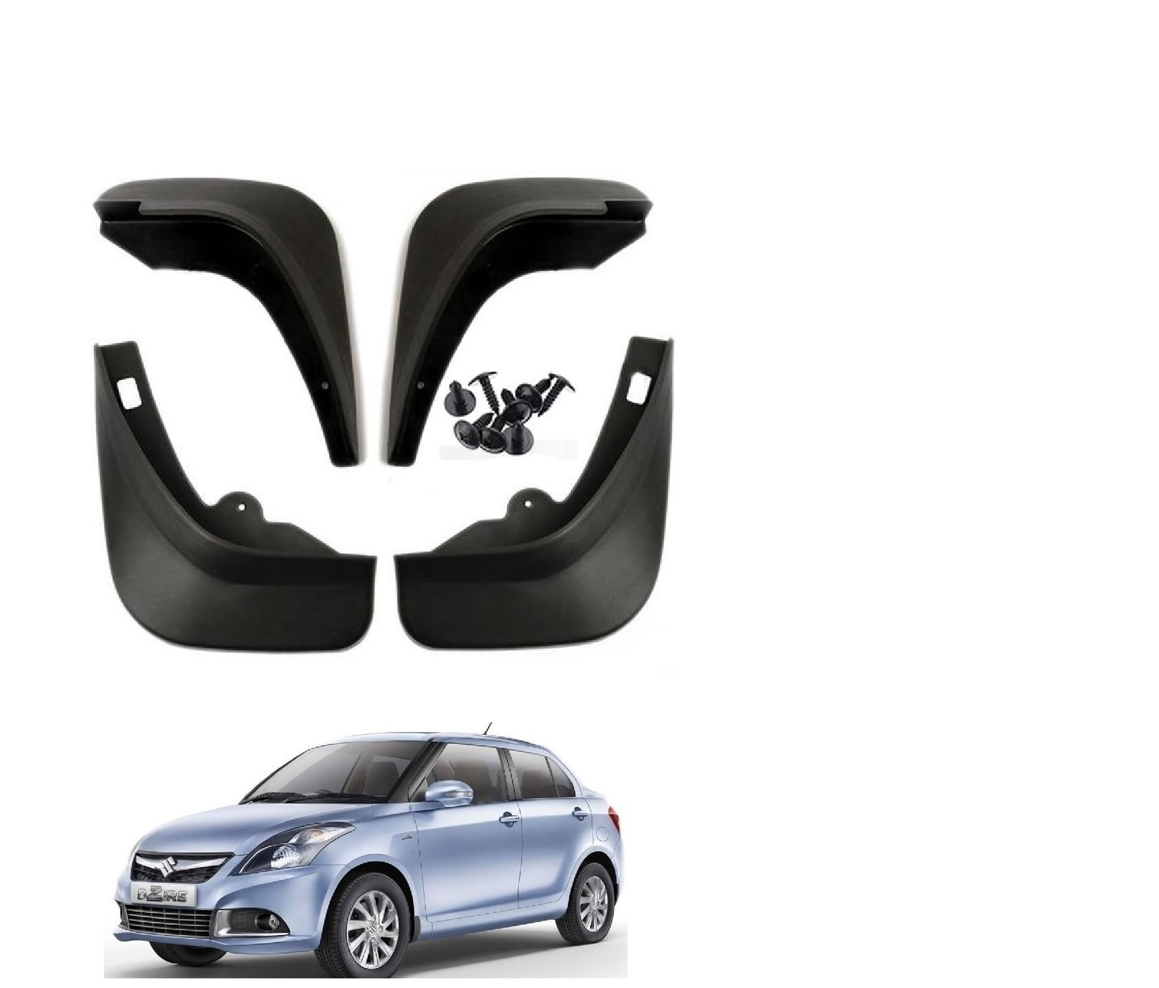Auto Addict Car Mud Guard Splash Guards Flaps (O.E Type Custom,4 pcs) for Maruti Suzuki Swift Dzire Type-2 (2011-2017)-image-41