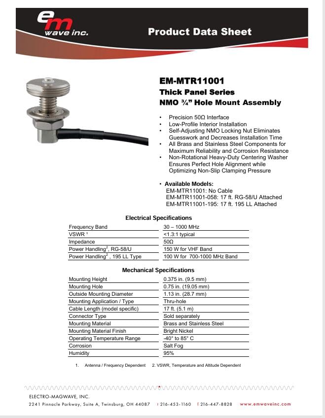 EM Wave - EM-MTR11001-195 - NMO 3/4