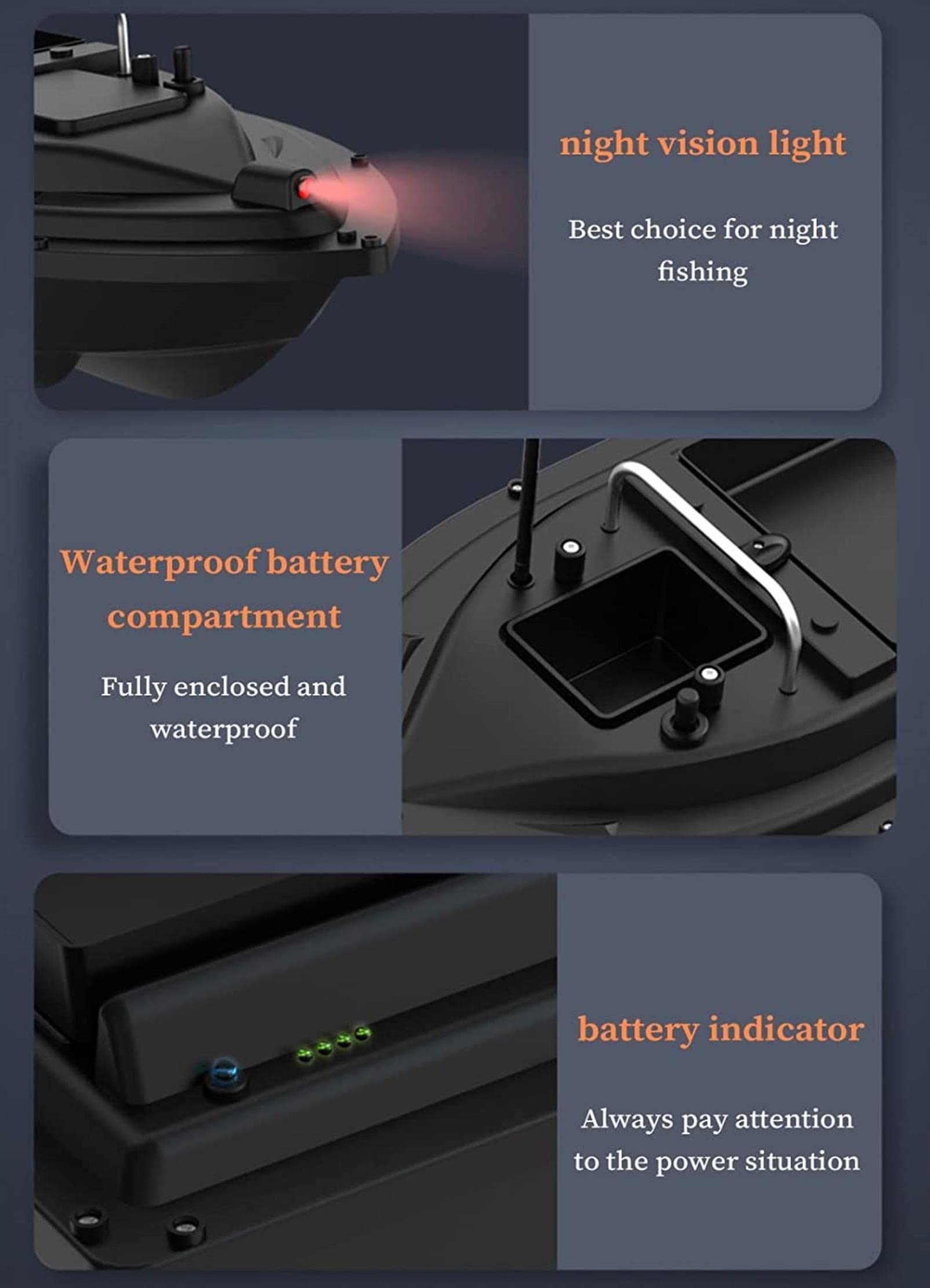 Barca Esca Telecomandata, Barchino Carpfishing Intelligente di GPS, 500M Barca Dell'esca da Pesca Telecomandata - Batteria 5200/9600 mAh Opzionale, Un Ritorno Chiave