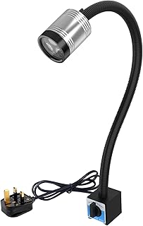 Magnetic Led Light, Led Machine Light, Magnetic gooseneck led IP66 Waterproof 900Lumens Spotlight with 500mm Gooseneck for Industrial Lathe Machine (UK Plug)