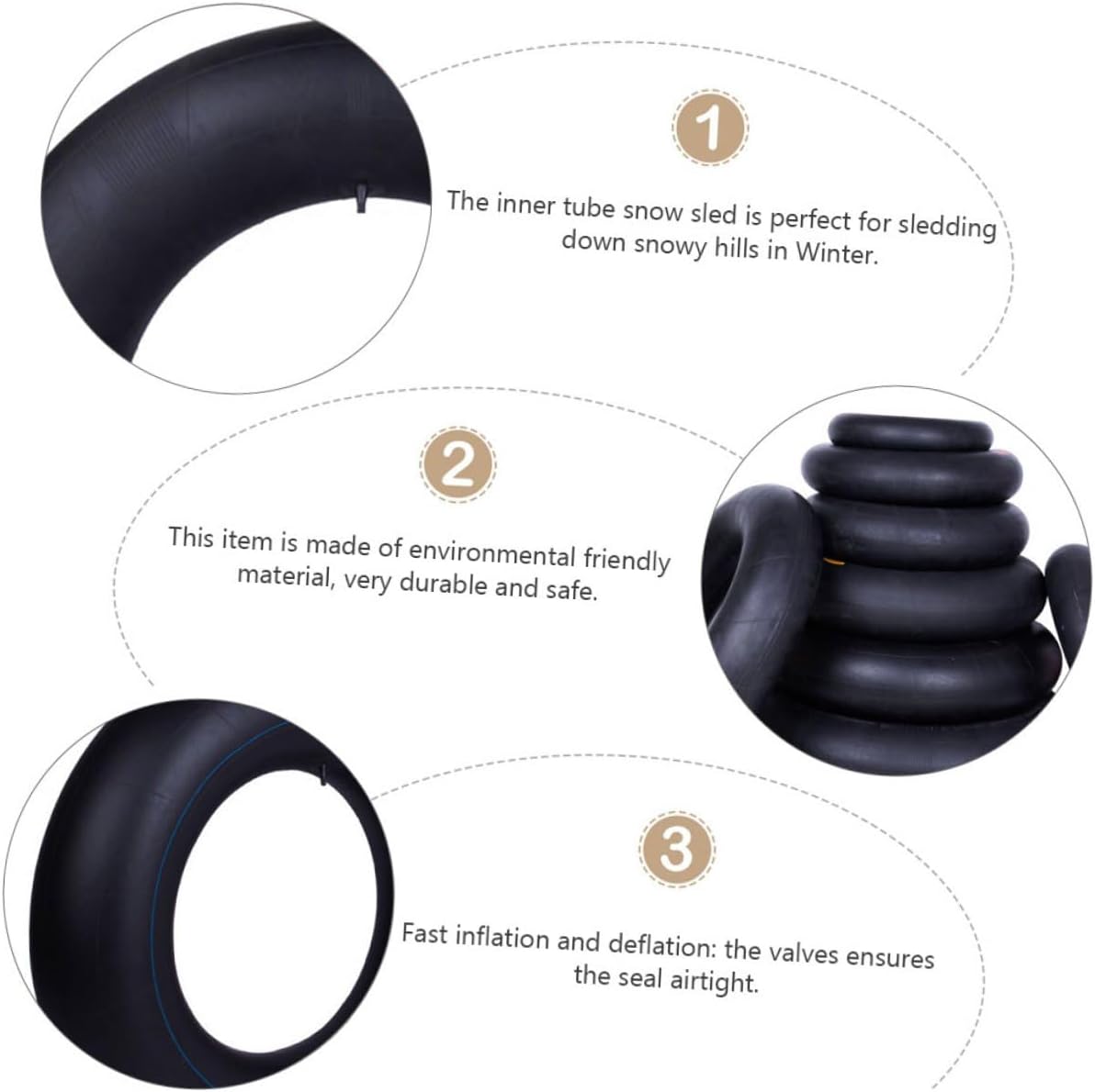 Thickened 80cm Snow Inner Tube Inflatable Ski Ring Sturdy Butyl Rubber Winter Outdoor Sledding for Adults