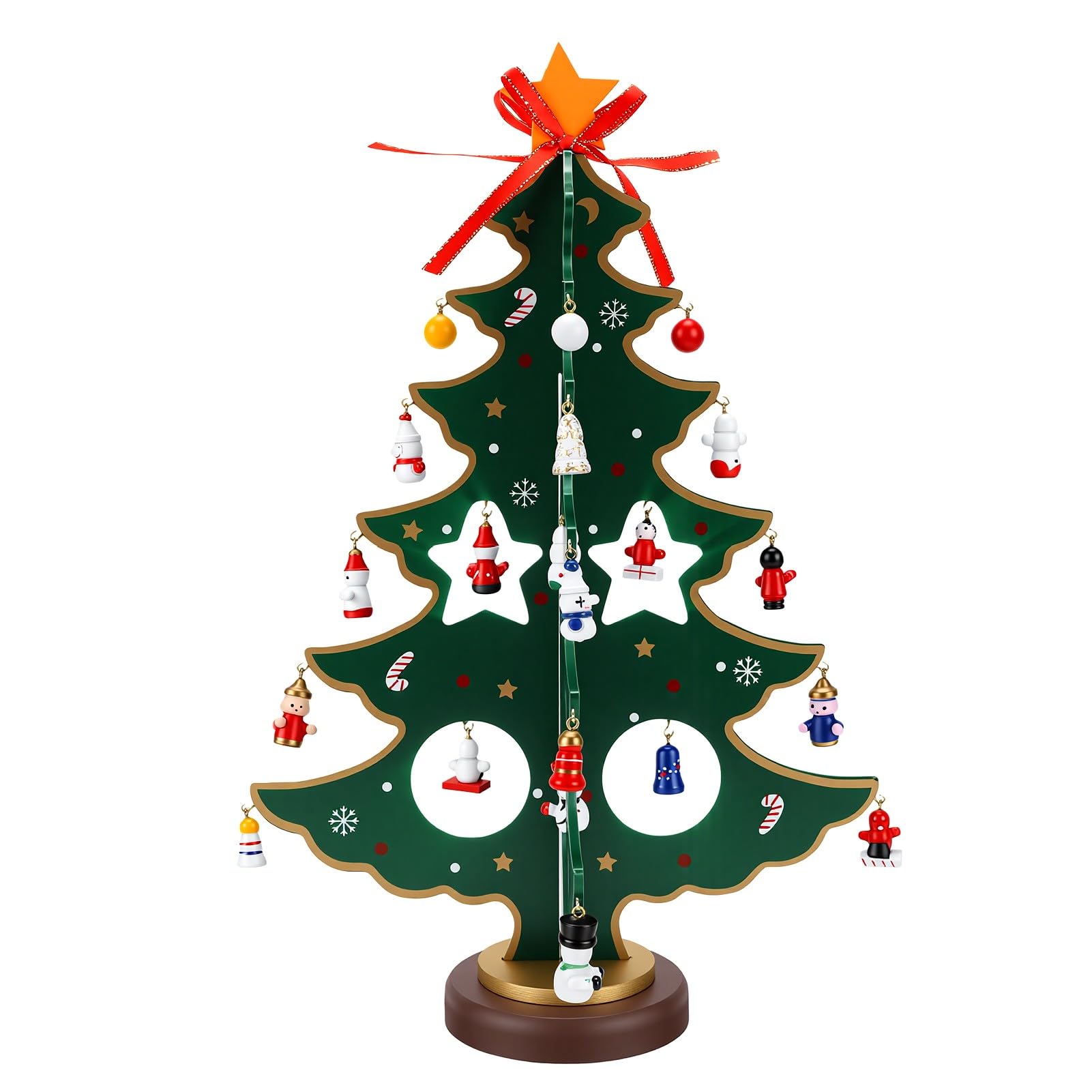 SIXRUN Calendario Dell'Avvento in Legno con Albero di Natale, 28