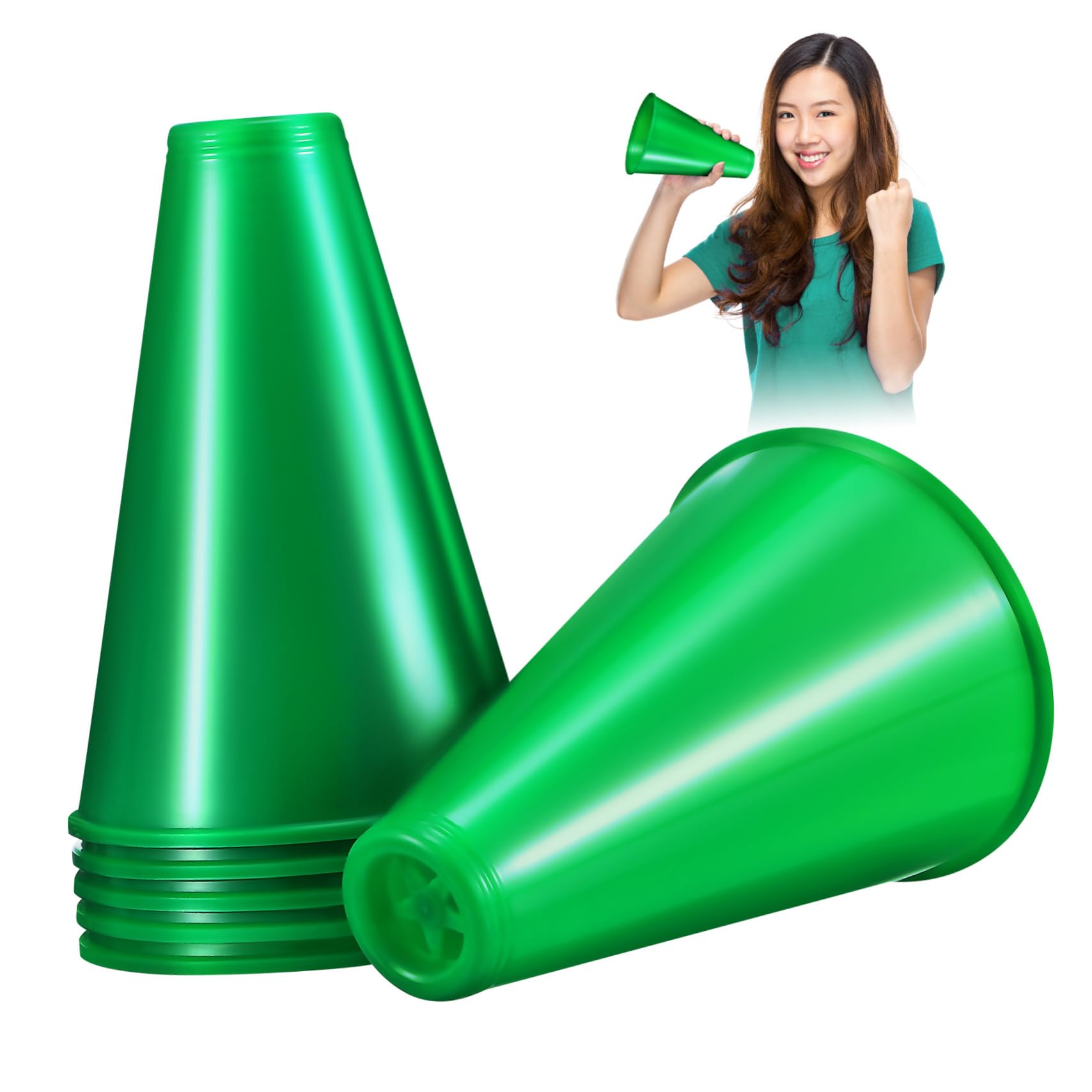 ULTECHNOVO Versatile 6 Pack Megaphones Green Cheer Microphones Party Blowers for Sports School Rallies