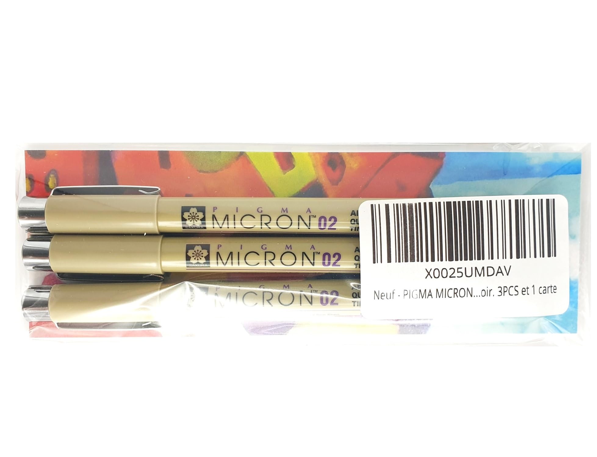 Pigma MICRON Sakura 02 czarny. 3 szt. i 1 karta