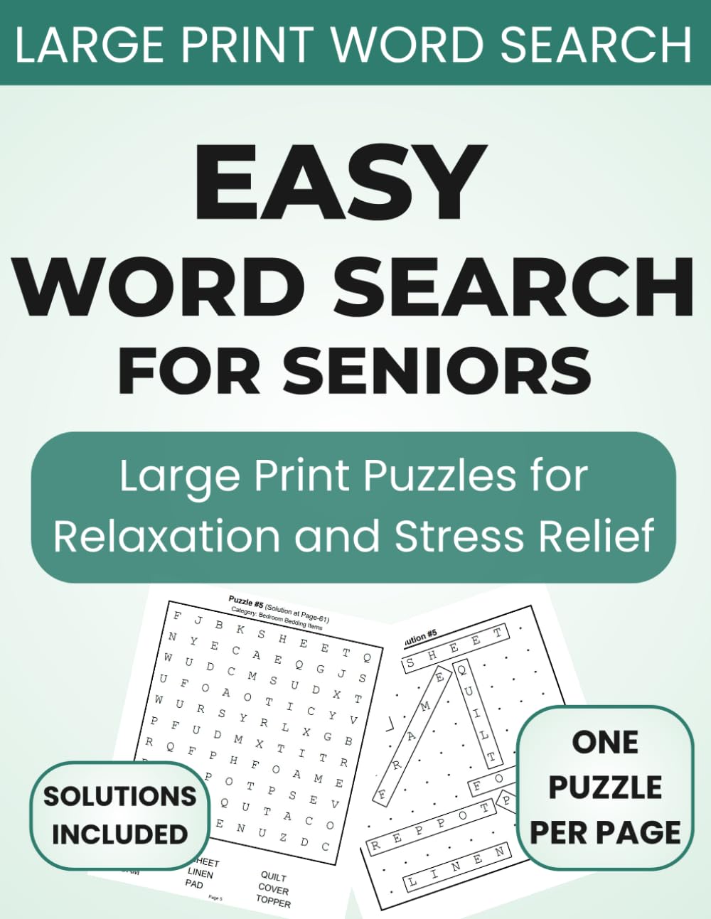 Easy Word Search for Seniors: Large Print Puzzles for Relaxation, Stress Relief, and Gentle Brain Exercise
