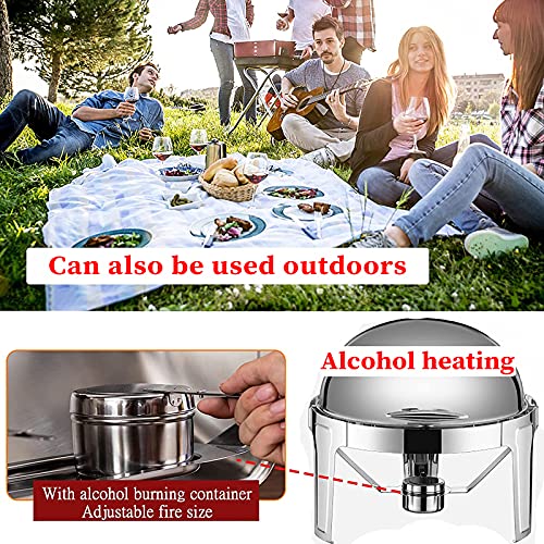 DBMGB Rund Chafing Dish Speisewärmer mit Rolldeckel, Elektrisch Warmhaltebehälter Essen, Edelstahl Buffetwärmer - Strom… – Bild 5