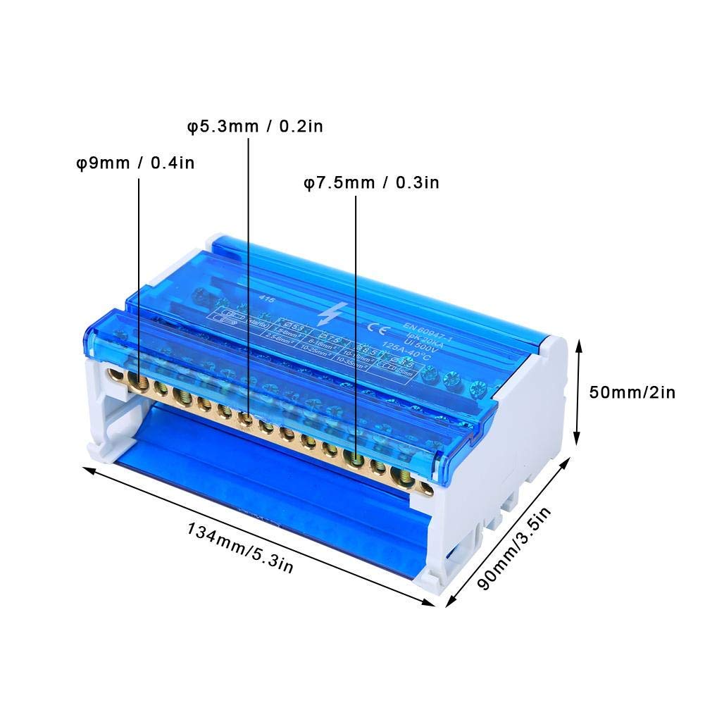 Walfront Bornier Rail DIN Monophasé Boîte de Distribution à 4 Niveaux 4 Entrées 56 Sorties Bloc de Câblage avec Couvercle Anti-poussière Transparent