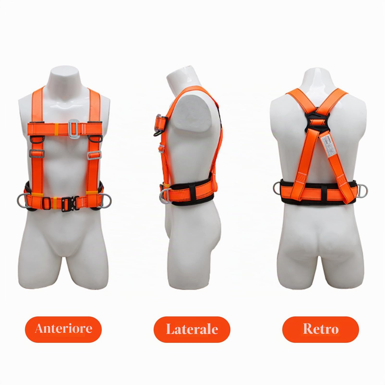 Imbracatura di Sicurezza Anticaduta, Imbracatura Anticaduta, Cintura in Vita Regolabile con Supporto Addominale Ispessito, Carico 100 kg, per Lavoro Aereo, Uomo (Fibbia Grande 1,6 m)