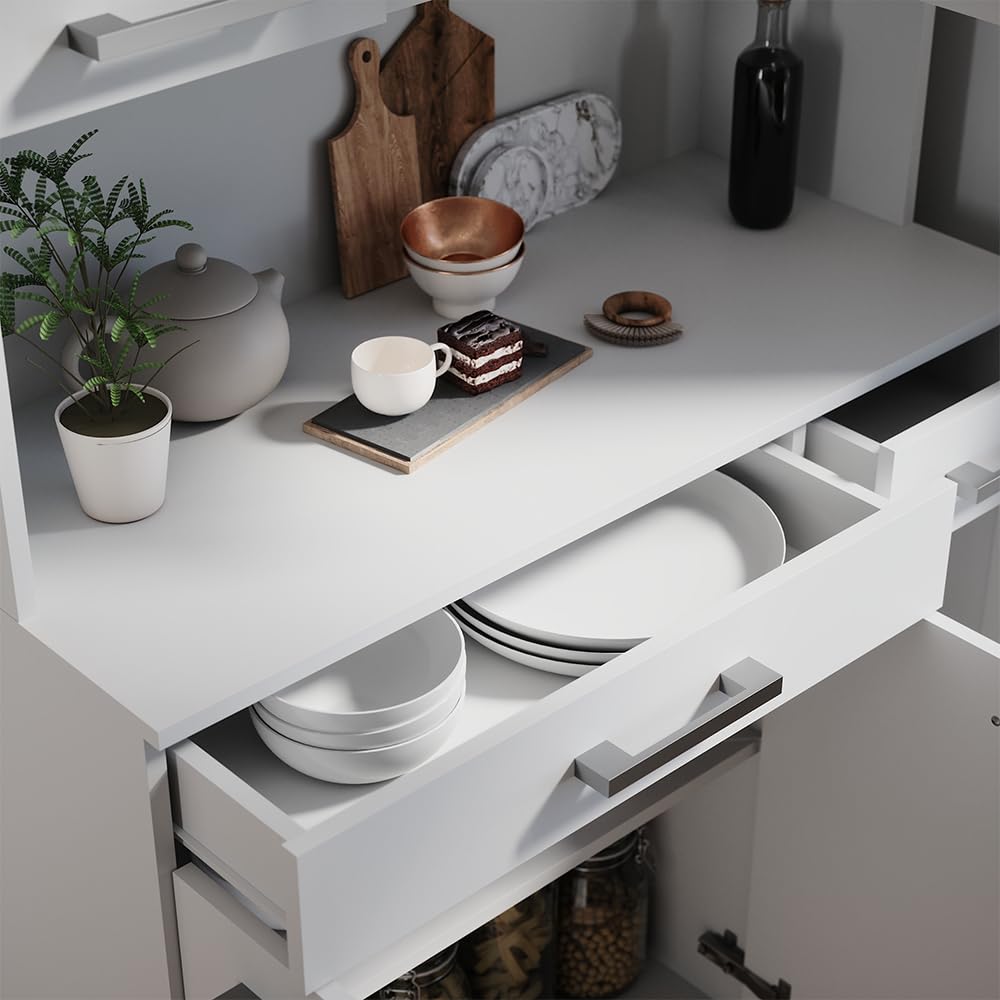Vicco Buffet da cucina Raul, Bianco, 100.1 x 188.5 cm