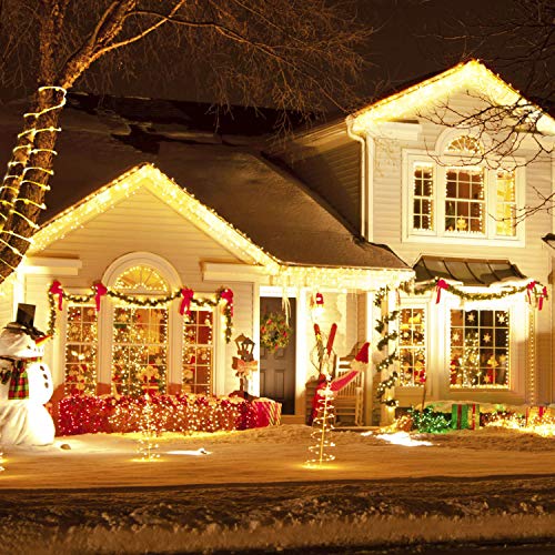 99Ft LED Rope Lights Outdoor, 500 LEDs Fairy String Lights Plug in 8 Modes, Dimmable, Super Durable, Waterproof String Lights Outdoor Indoor for Patio Wedding Christmas, 2 Remote Control (Warm White)