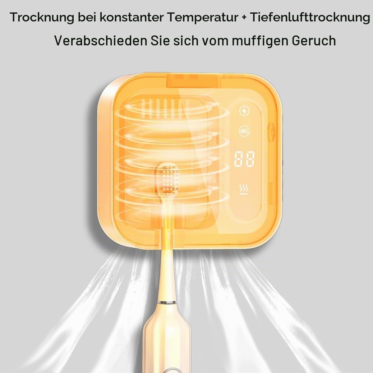 Uv Zahnbürste Sterilisator Toothbrush Sanitizer Zahnbürstenhalter Ohne Bohren mit Digitaler Anzeige, Dualmodus, 99% Keimbeseitigungsrate