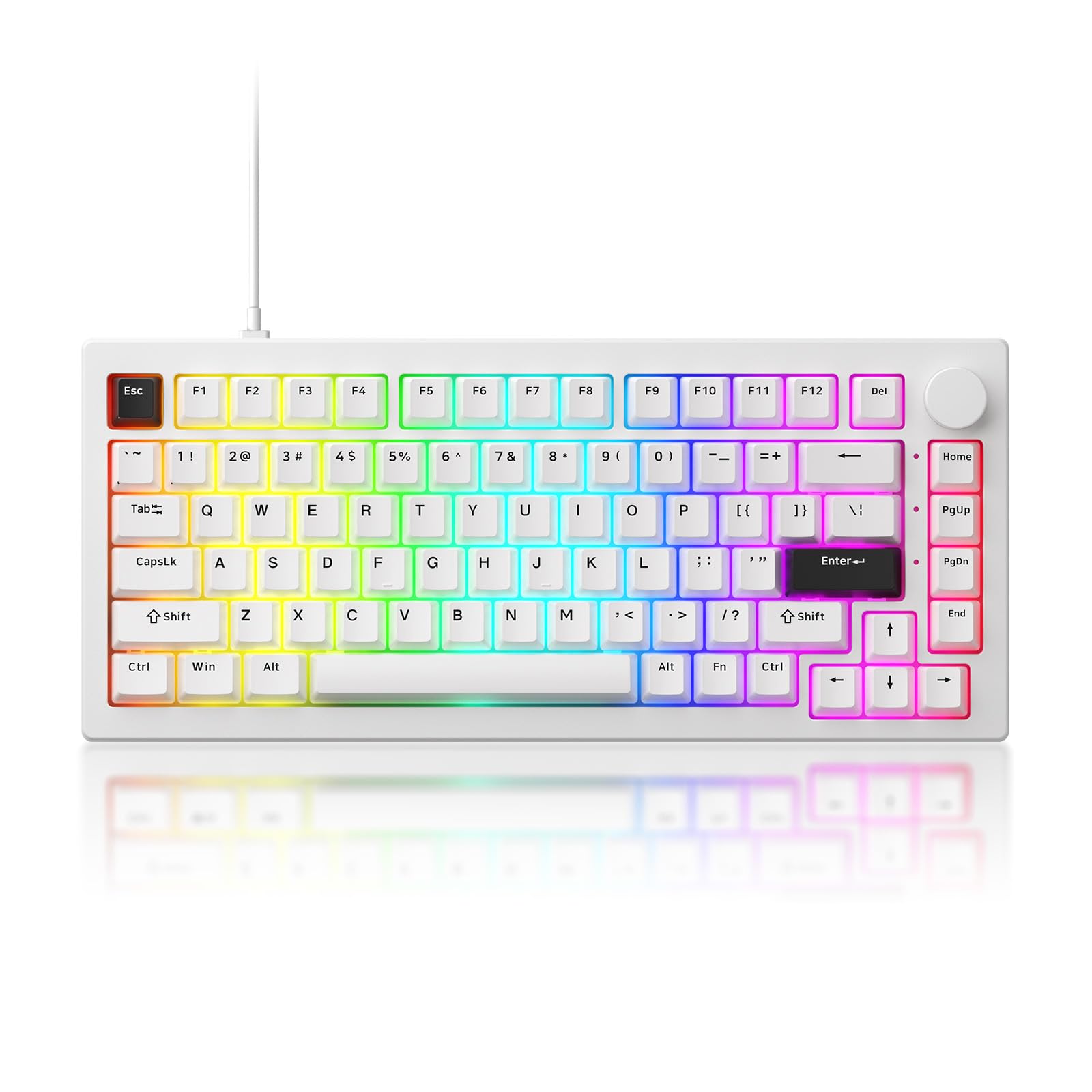 キーボード Akko 5075SHE JP Moonlight White Wired Akko 5075 V3 Teclado Mecánico con Cable,Teclado Gaming con Montaje
