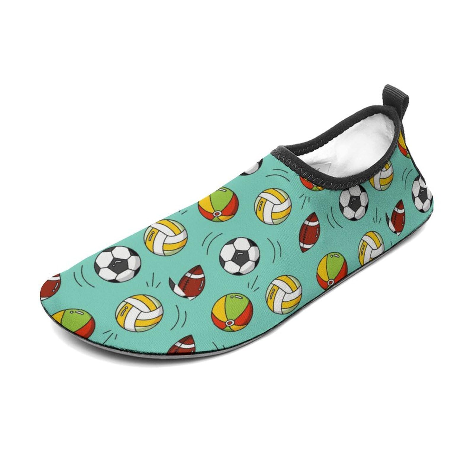 CSEMEIE Volleyball Soccer Football Pattern Water Shoes Beach Shoes Aqua Socks for Women Men Swimming Yoga