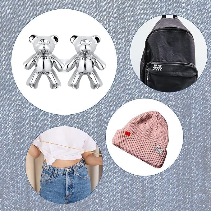 Image of YEKDA Denim Button Kit - 2 PCS Assorted Jeans Buttons for Quick Fix & DIY Adjustment - No-Sew Snap-On Metal Buttons for Pants, Skirts, Shorts - Easy Waist Size Control (Star &Teddy)