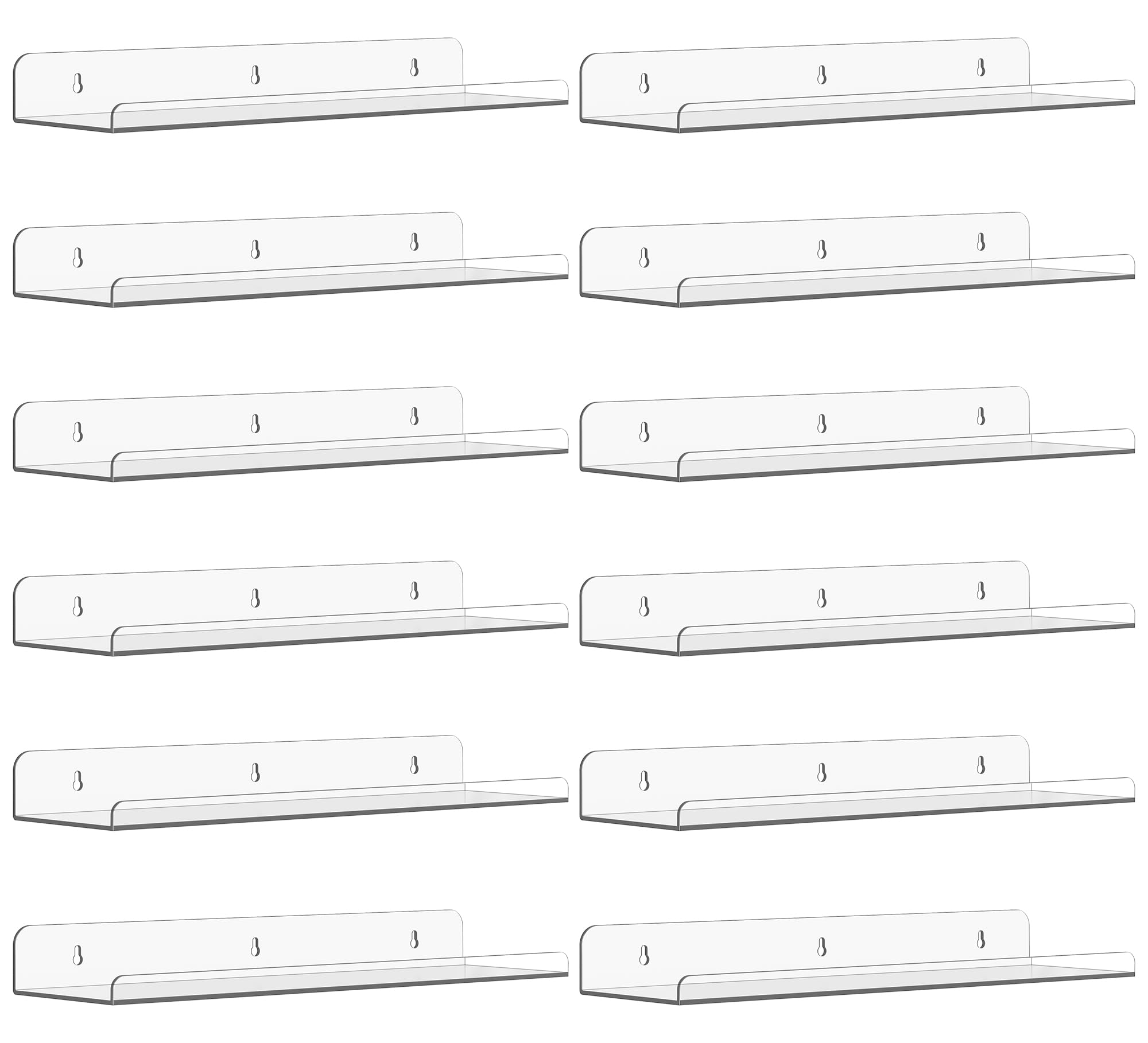 Qukaka Floating Shelves - 3 Pack, Clear Display Ledges -15 Qukaka Floating Shelves - 3 Pack, Clear Display Ledges -15