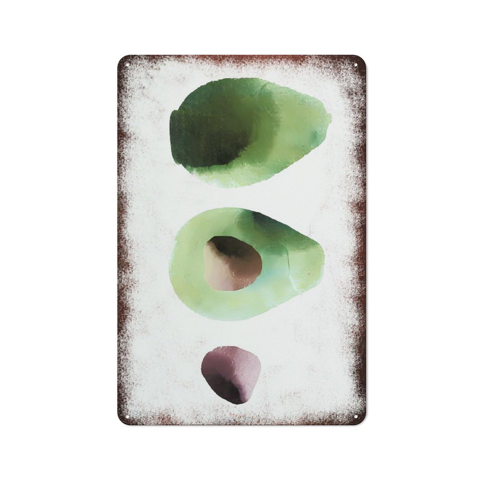 Watercolor Avocado Simple Green Minimalist Home Wall Art Decor 8 * 12inch