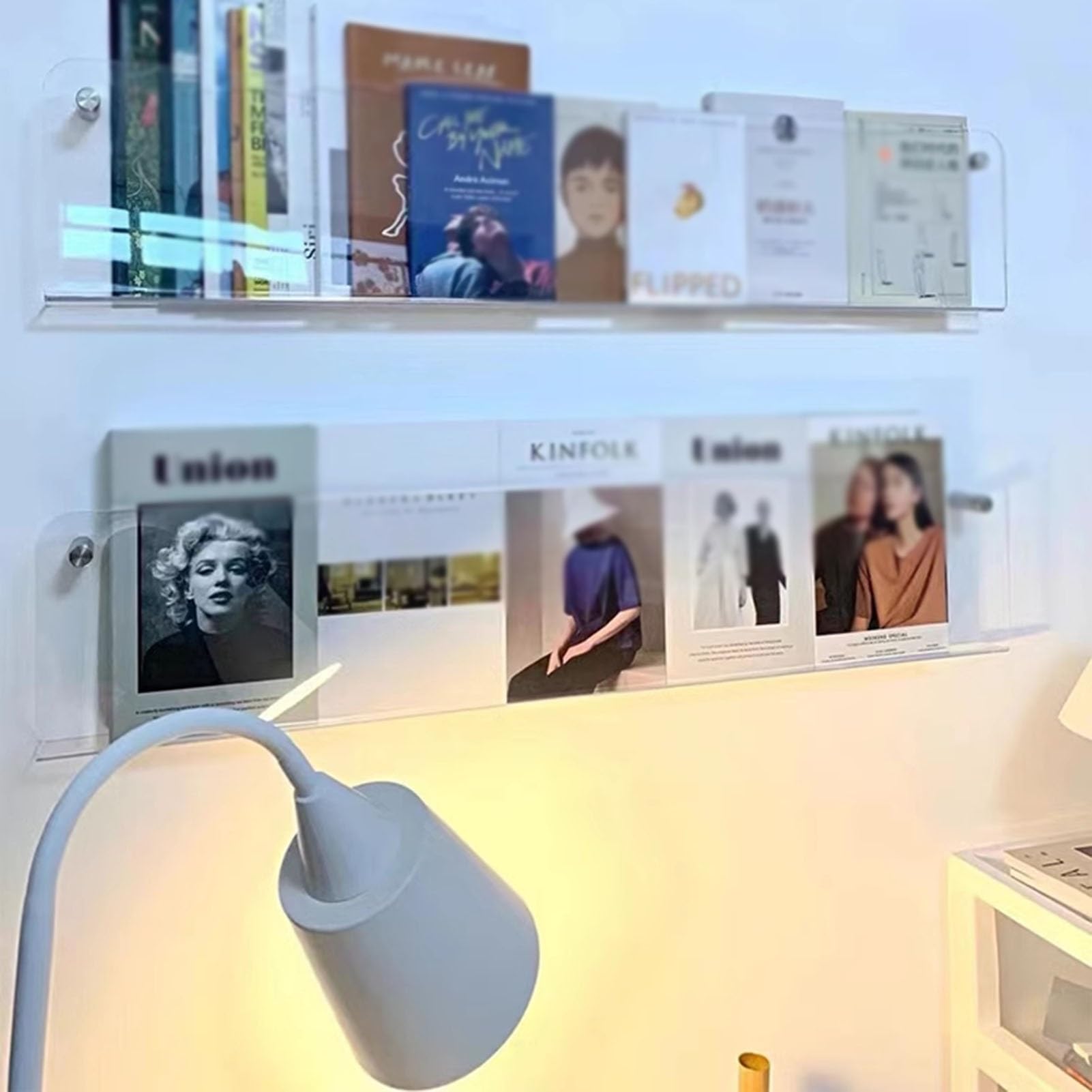 Lot de 2 Porte-revues et présentoirs muraux en Acrylique pour brochures, Organiseur de dossiers élégant pour Le Bureau, la Maison, l'église et la bibliothèque (110 cm)