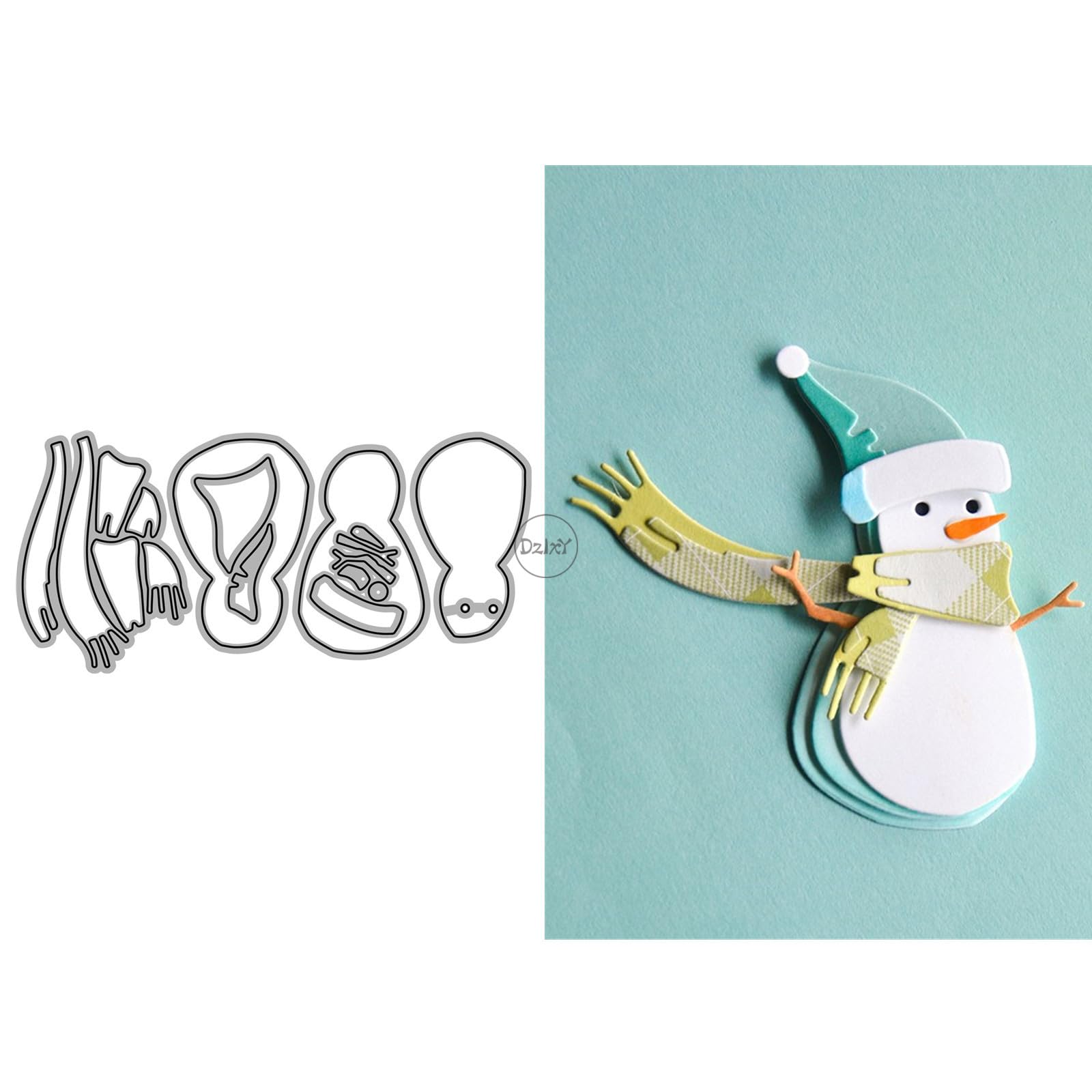 Christmas Patchwork Snowman Scarf Metal Cutting Dies for Card Making — image 1