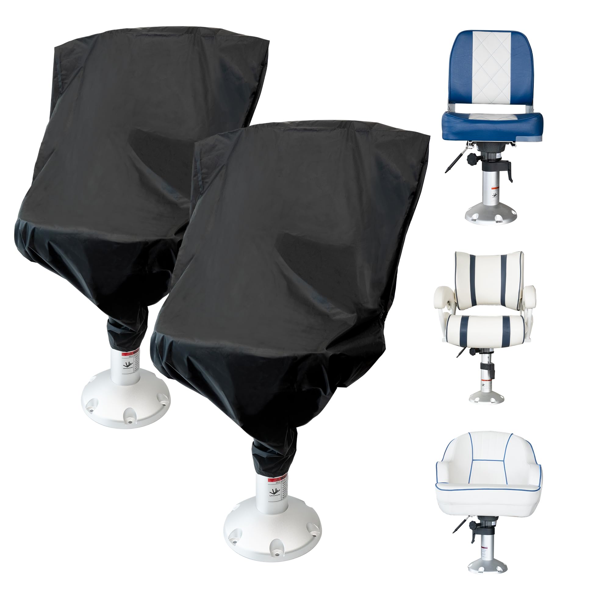 Boat Seat Covers 2 Pack,Waterproof Pontoon Captain Chair Covers,Weather UV Resistant Polyester Covers for Folding Boat Seat