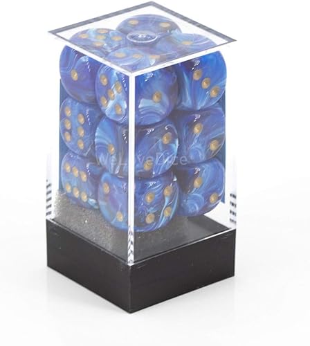 Miniatura 2 de DND - Juego de dados Chessex D&D de 0.630 in, juego de dados poliédricos de plástico azul y dorado, Dungeons and Dragons, incluye 12 dados  D6