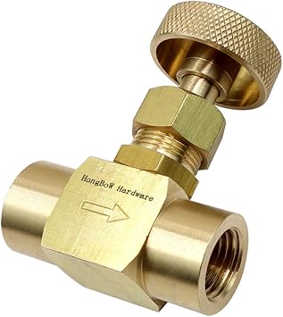 Instrument Brass Needle Valve Propane Gas Needle Valve Wheel handle 600 PsiWOG 1/4 NPT Female x 1/4 NPT Female