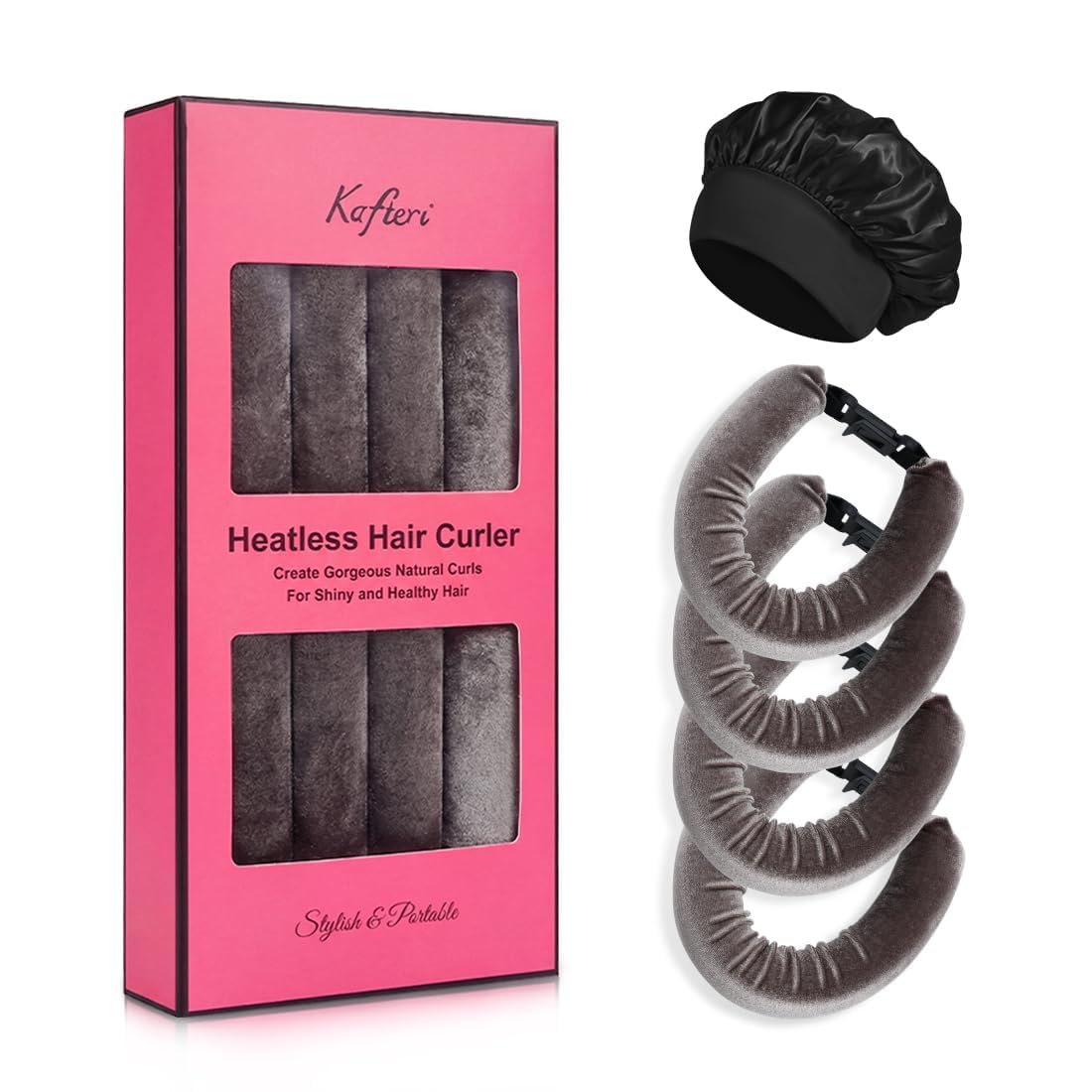 Heatless Curls Overnight Rods, No Heat Curling Rod, Satin Bonnet, Long Hair